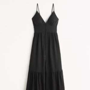 Abercrombie Women's Button-Through Maxi Dress (BLACK)